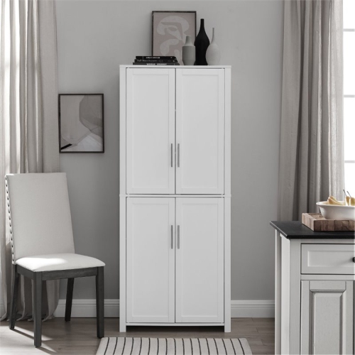 Crosley Savannah Tall Wooden Shaker Pantry in White