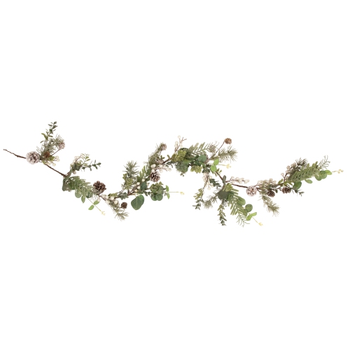 NORTHLIGHT  5' Berry, Eucalyptus And Pinecone Christmas Garland - Unlit In White