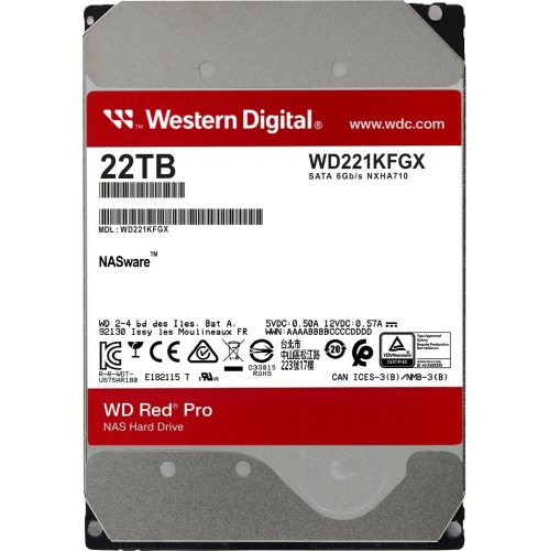 Western Digital WD Red Pro 22TB 3.5" 7200RPM SATA 6Gb/s Red Hard Drive HDD Internal