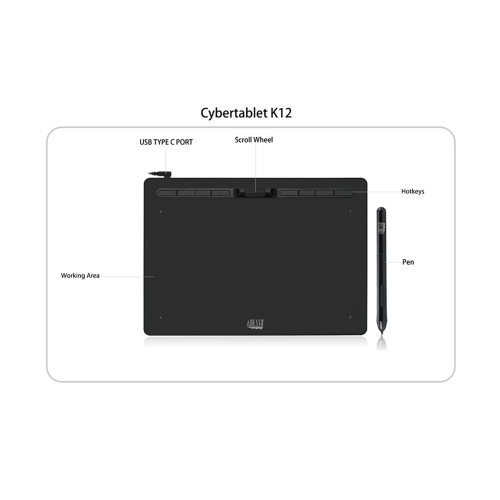 Tablette graphique de 12 x 7&nbsp;po K12 d'Adesso