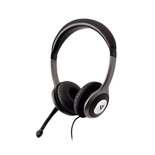 HU521 Deluxe USB Stereo Headphones with Microphone Black & Grey