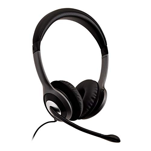 HU521 Deluxe USB Stereo Headphones with Microphone Black & Grey