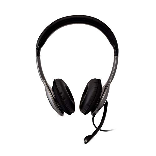 HU521 Deluxe USB Stereo Headphones with Microphone Black & Grey