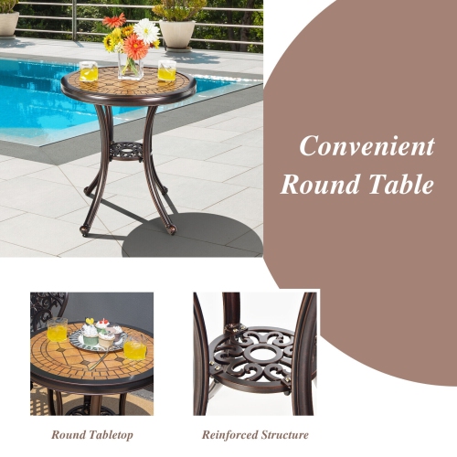 3-Piece All-Weather Cast Aluminum Patio Bistro Set-Copper