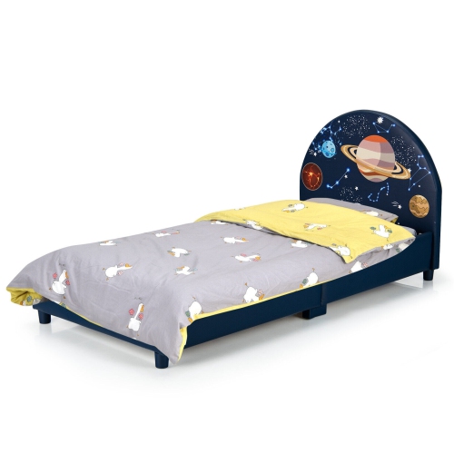 Children Twin Size Upholstered Platform Single Bed