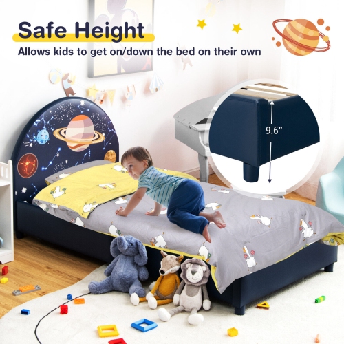 Children Twin Size Upholstered Platform Single Bed