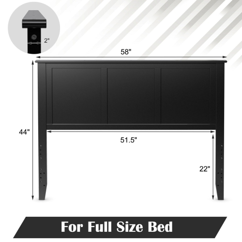 Rustic Wood Headboard with Height Adjustment – Easy Installation, Pre-Drilled Mounting Holes