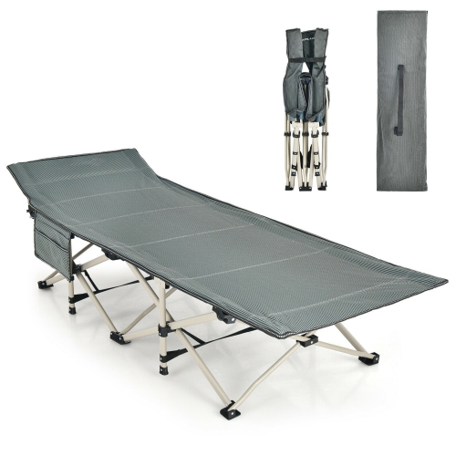 Image 1 of 6.. Wide Foldable Camping Cot with Carry Bag-Gray