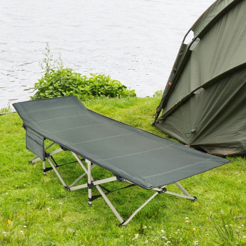 Wide Foldable Camping Cot with Carry Bag-Gray