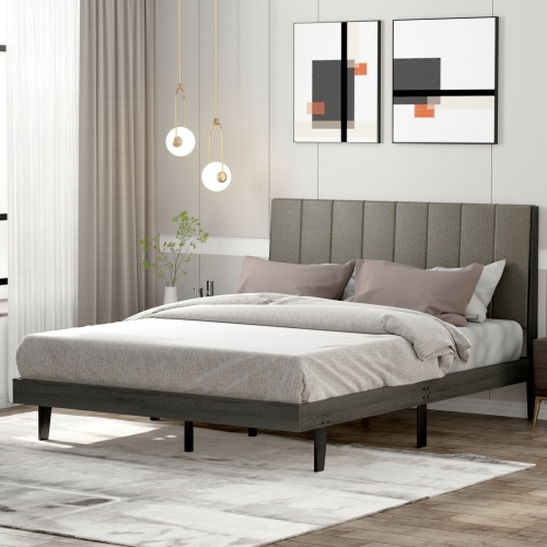 Upholstered Tufted Bed Frame without Mattress