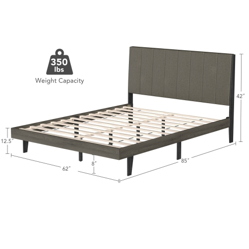 Upholstered Tufted Bed Frame without Mattress