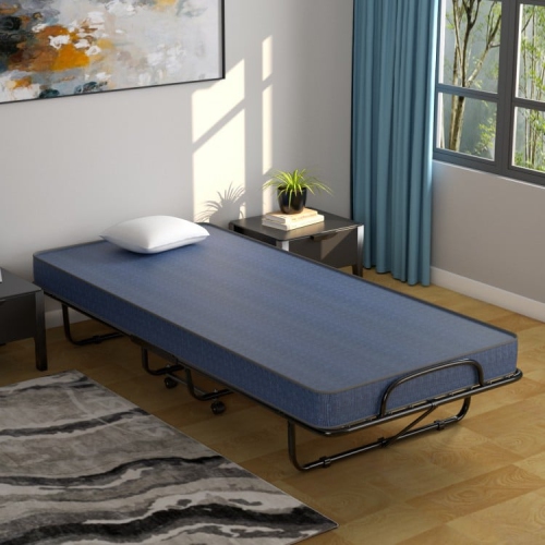 Rollaway Guest Bed with Sturdy Steel Frame and Memory Foam Mattress