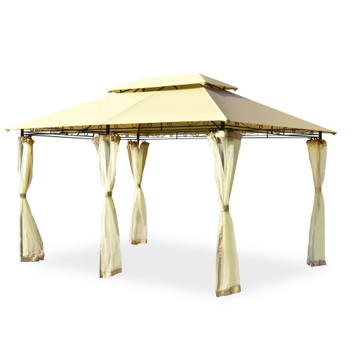 10 Feet x 13 Feet Tent Canopy Shelter with Removable Netting Sidewall-Beige