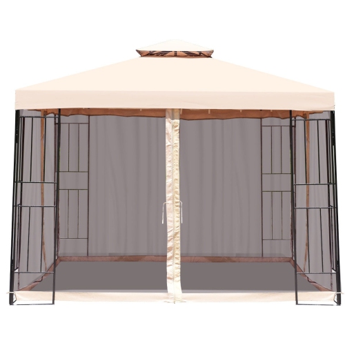 10 x 10 ft 2 Tier Vented Metal Gazebo Canopy with Mosquito Netting