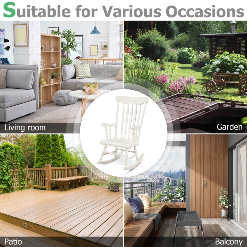 Chaise berçante en bois massif au fini lustré pour véranda intérieure ou extérieure