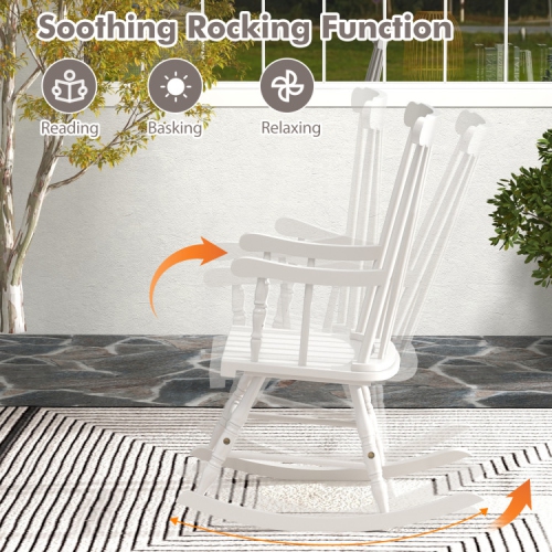 Chaise berçante en bois massif au fini lustré pour véranda intérieure ou extérieure