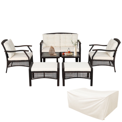 SLICKBLUE  7 Pieces Outdoor Patio Furniture Set With Waterproof Cover