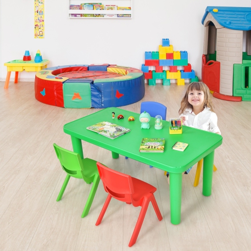 Ensemble avec table en plastique coloré et 4 chaises pour enfants