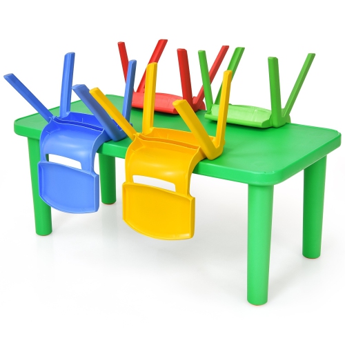 Ensemble avec table en plastique coloré et 4 chaises pour enfants