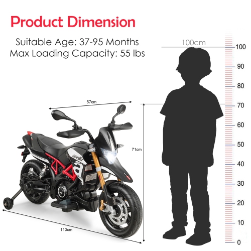 Aprilia Licensed 12V Kids Ride-On Motorcycle-Black