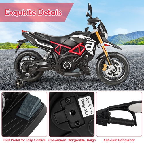 Aprilia Licensed 12V Kids Ride-On Motorcycle-Black