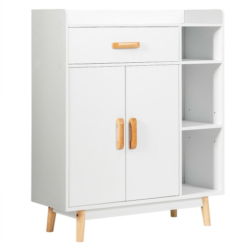 Compact Floor Cabinet with Drawer – Freestanding Cupboard Chest Organizer for Small Spaces