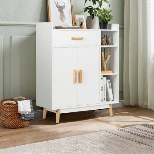 Compact Floor Cabinet with Drawer – Freestanding Cupboard Chest Organizer for Small Spaces