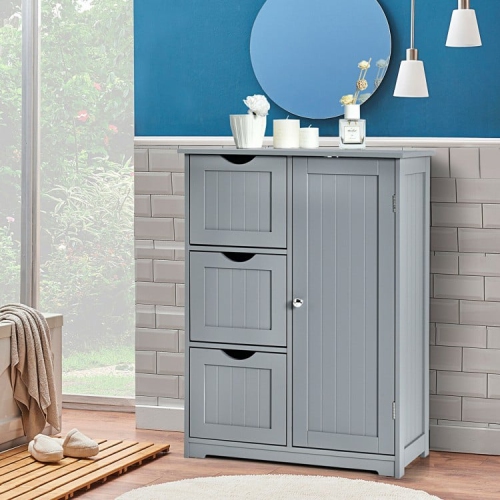 Armoire de rangement latérale pour salle de bain avec 3 tiroirs et 1 armoire
