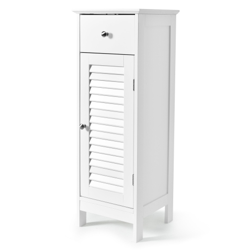 SLICKBLUE  Woodern Bathroom Floor Storage Cabinet With Drawer And Shutter Door