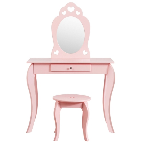 Ensemble table de jeu avec coiffeuse et miroir pour enfant Princesse - Rose