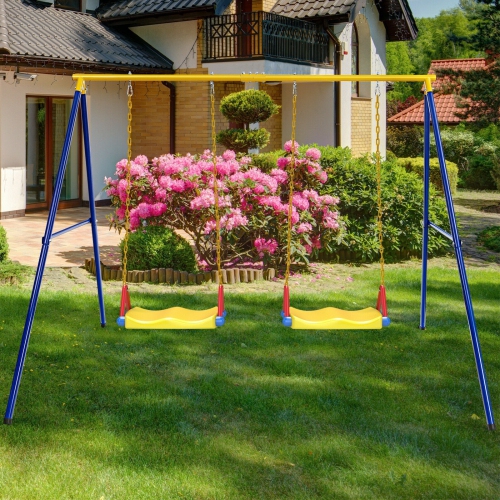 660 LBS Extra-Large A-Shaped Swing Stand with Anti-Slip Footpads-Yellow