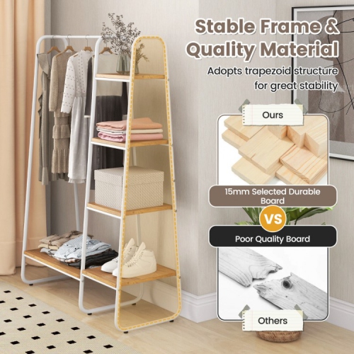 Clothes Rack Free Standing Storage Tower with Hanging Bar