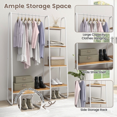 Clothes Rack Free Standing Storage Tower with Hanging Bar