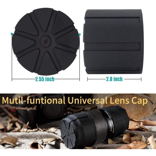 2 Piece Soft Silicone Protective Lens Caps Cover, Universal Fit - Drop-Proof Dust-Proof Scratch-Proof Waterproof for 99% DSLR Lenses