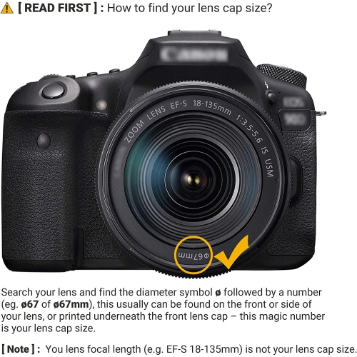 2 Pack 67mm Front Lens Cap Cover with Deluxe Cap Keeper for Canon EF-S 18-135mm f3.5-5.6, RF 24-105mm f4-7.1, Sony FE 85mm f1.8, Sigma 16mm f1.4 DC