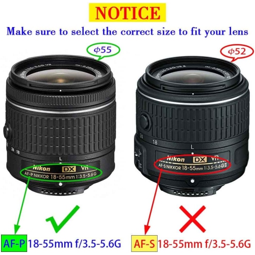 55mm Lens Cap Cover with Keeper for AF-P DX NIKKOR 18-55mm f/3.5-5.6G VR Lens for Nikon D7200 D5600 D5500 D5300 D3500 D3400 D3300 DSLR Camera, Lens