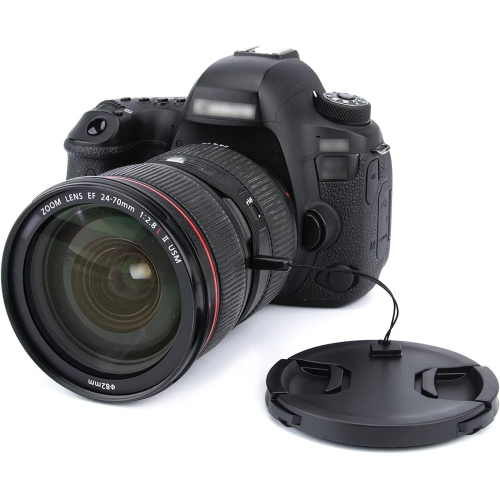 (2-Pack) 82mm Center Pinch Front Lens Cap + Elastic Lens Cap Keeper for Any Lenses from Canon Nikon Fujifilm Sony with 82mm Filter Thread, Replaces