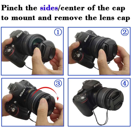 49mm Lens Cap Cover with Keeper for Sony E-Mount FE 50mm f/1.8,Sony E 55-210mm f/4.5-6.3 Lens,Sony E 35mm f/1.8,Sony E 20mm f/2.8 Lens for Sony Alpha