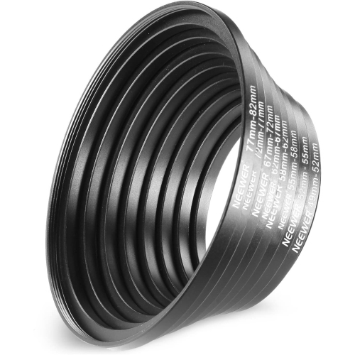 Pieces Step-up Adapter Ring Set Made of Premium Anodized Aluminum, Includes: 49-52mm, 52-55mm, 55-58mm, 58-62mm, 62-67mm, 67-72mm, 72-77mm,