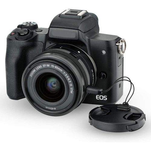 49mm Front Lens Cap Cover with Deluxe Cap Keeper for Canon EOS M50 M5 M6 Mark II M200 M100 with Kit Lens EF-M 15-45mm f/3.5-6.3 is STM, for Canon R10