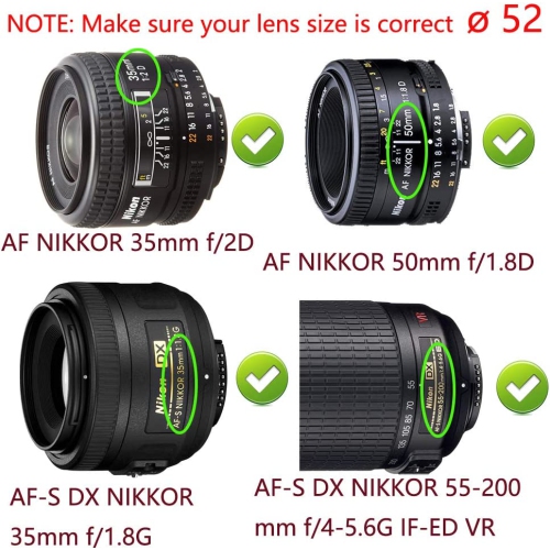 52mm Lens Cover Cap for Nikon D5300 D3300 w/NIKKOR AF-S 18-55mm Lens, Compatible for Canon R6 RP w/RF 35mm f/1.8 Lens