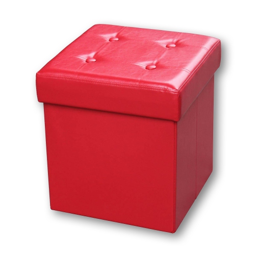 ITY International - Foldable Ottoman/Footrest with Storage, 15" x 15" x 15", Red
