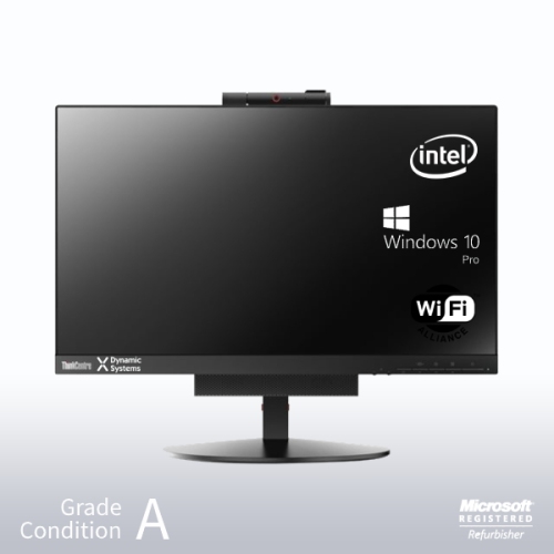 Remis à neuf Bon état Lenovo ThinkCentre M900 Tiny en un, i5 6500T 2,5GHz/16GB Intel/SSD 240GB Go/Win10 Pro/moniteur 24 po/caméra Web/haut-parleurs