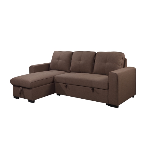 Sofa-lit modulaire en lin brun Aerys Edison avec dossier capitonné