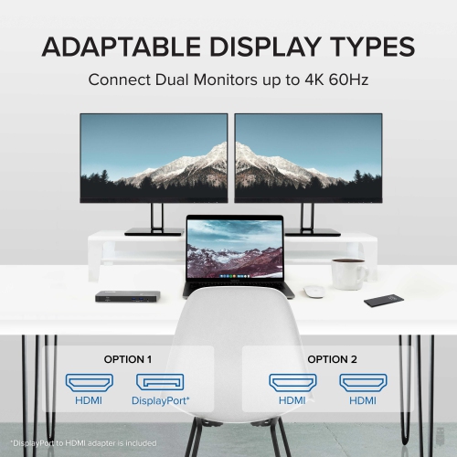 Plugable Thunderbolt 3 and USB-C Dual Display Dock with 96W Host Charging