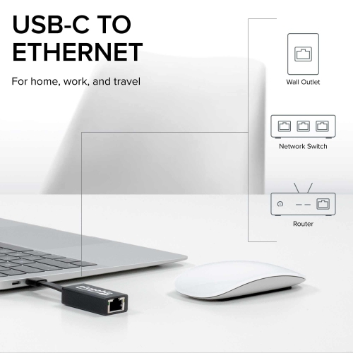 Plugable USB C to Ethernet Adapter, Fast and Reliable Gigabit Speed, Thunderbolt 3 to Ethernet Adapter Compatible with Macbook Pro, Windows, macOS,