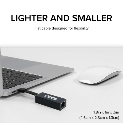 Plugable USB C to Ethernet Adapter, Fast and Reliable Gigabit Speed, Thunderbolt 3 to Ethernet Adapter Compatible with Macbook Pro, Windows, macOS,