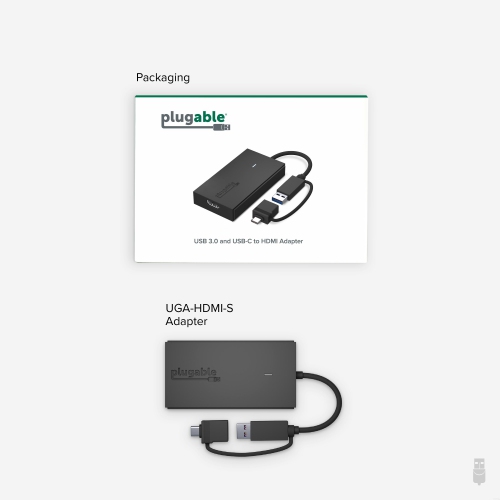 Plugable USB C to HDMI Adapter, Universal Video Graphics Adapter for USB 3.0 and USB-C Macs and Windows, Extend an HDMI Monitor up to 1080p@60Hz