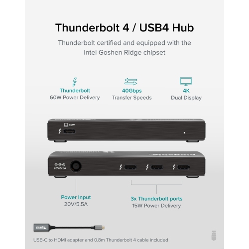 Plugable 4-Port Thunderbolt 4 Hub