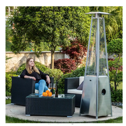 Legacy Heating 40,000 BTU Glass Tube Patio Flame Heater, Stainless Steel CAPH-GT-SS